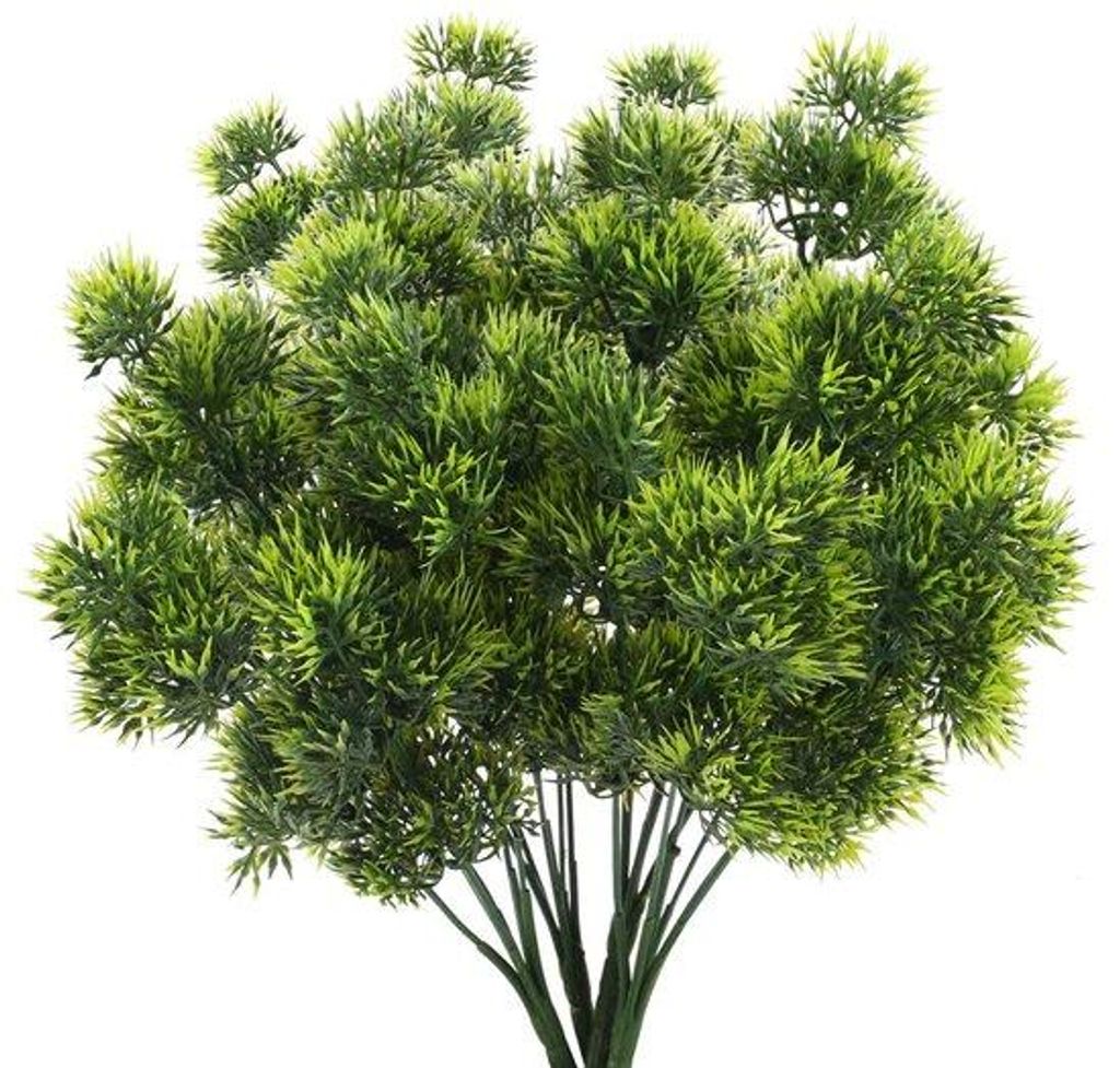 Kunstmatige dennentak struik plant, 4 stuks, kunstmatige groene planten, plastic, voor binnen en buiten, balkon en tuin.