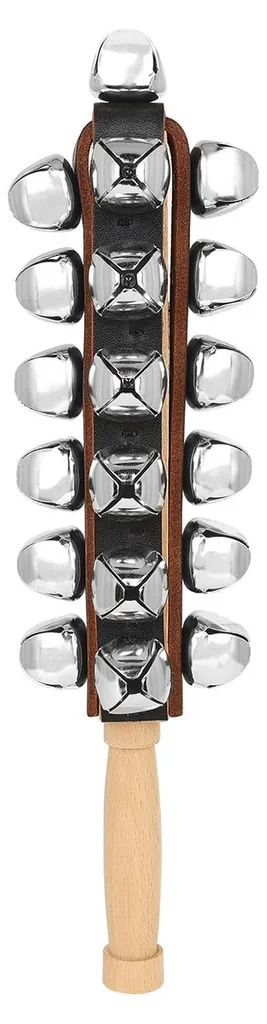 Cloche de traîneau en hêtre avec 25 clochettes nickelées pour Noël