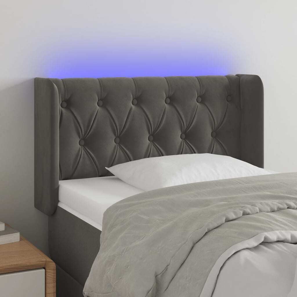 "2026 Promotion" LED Kopfteil - fürs Schlafzimmer - Dunkelgrau 83x16x78/88 cm Samt - Bettkopfteil CC6059