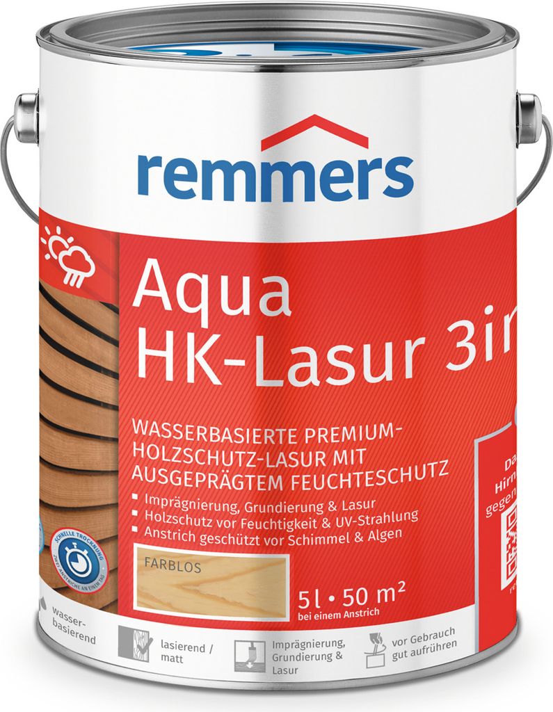 Remmers Aqua HK-Lasur 3in1 farblos 5 l, Holzlasur Produktbild 