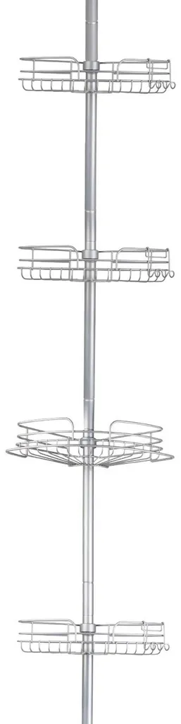 Rangement douche télescopique gain de place 4 niveaux argenté d'angle