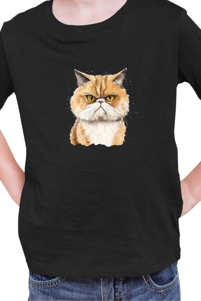 Kinder T-Shirt Funny Cats Breeds Exotic Shorthair Cat, 12-13 Jahr - 152 / Schwarz