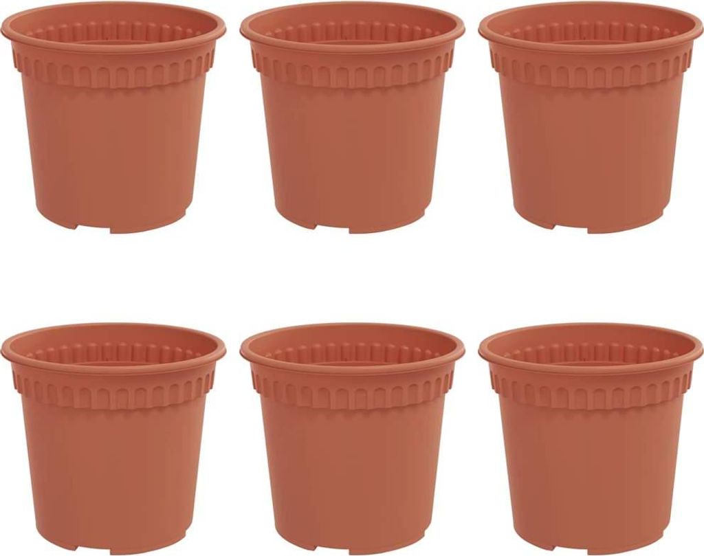 Runder Blumentopf 6 pcs Ziegelrot Ø 15 x 12 cm Kunststoff