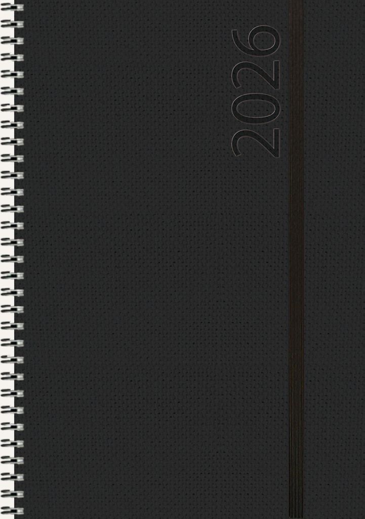 Buchkalender Wochentimer Spirale schwarz 2026