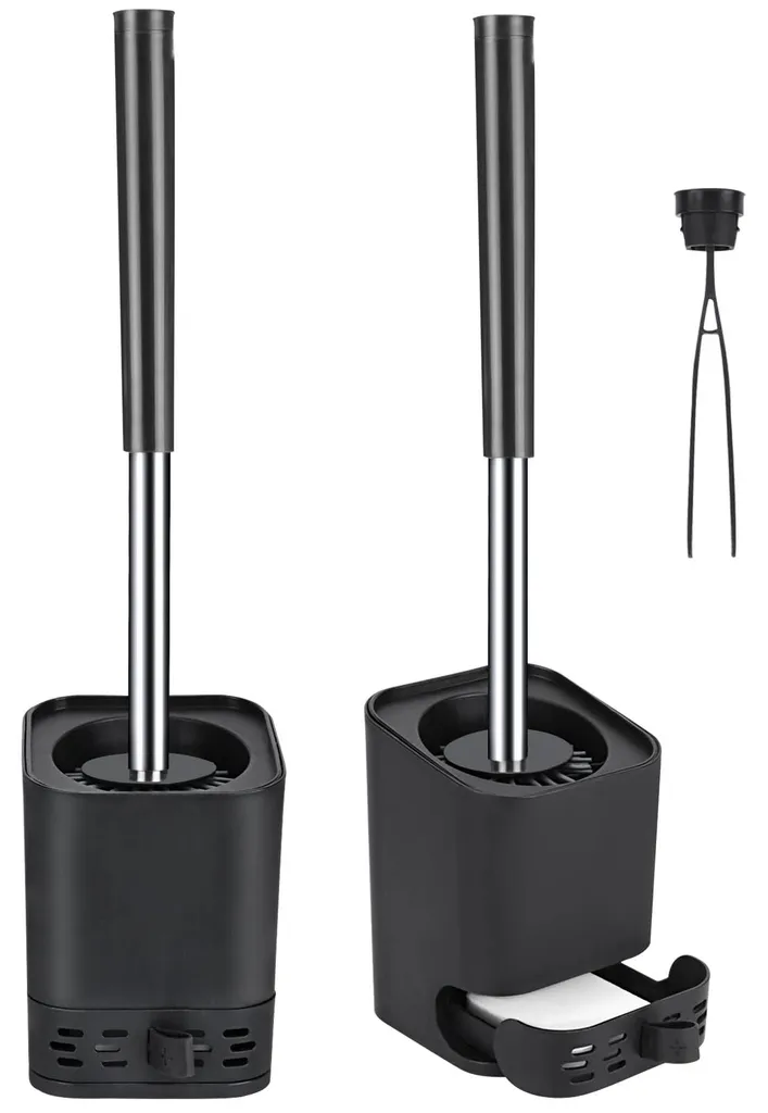 Double brosse WC silicone murale noire pour salle de bain et invités