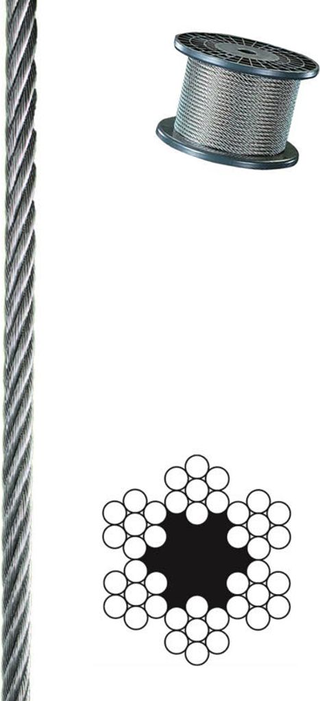 Stahlseil DIN 3055 (7x7) 4,0x50m, A4 - Bündel - Packung mit 50 m