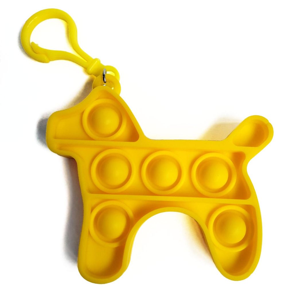Fidget Toy Push Pop Bubble Keychain - Anti Stress Spielzeug - Schüsselanhänger Hund Gelb