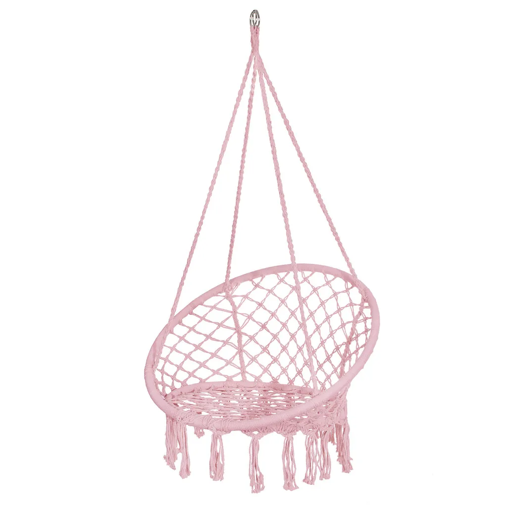 Springos® Altalena Sospesa Macramè - Sedia a Dondolo con Frange Boho