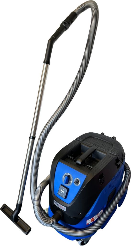 A wet/dry vacuum cleaner is shown against a white background.