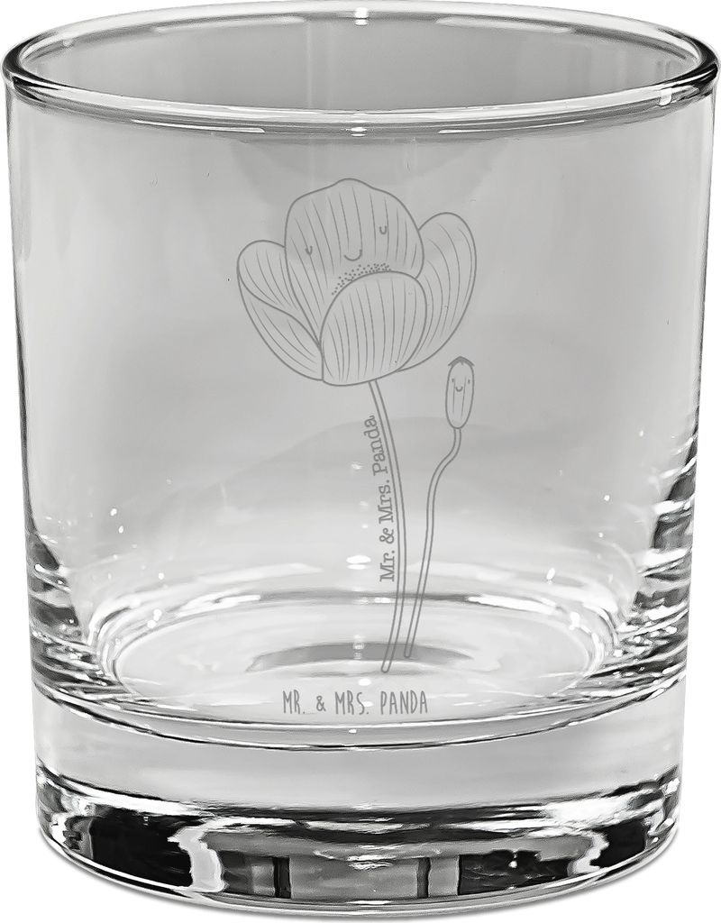 Mr. & Mrs. Panda Tumbler Blume Mohnblume - Transparent - Geschenk, Glas für Gin, Motivation, gravur, Cocktailglas, Religion, Garten, Glaube, Mohn,...