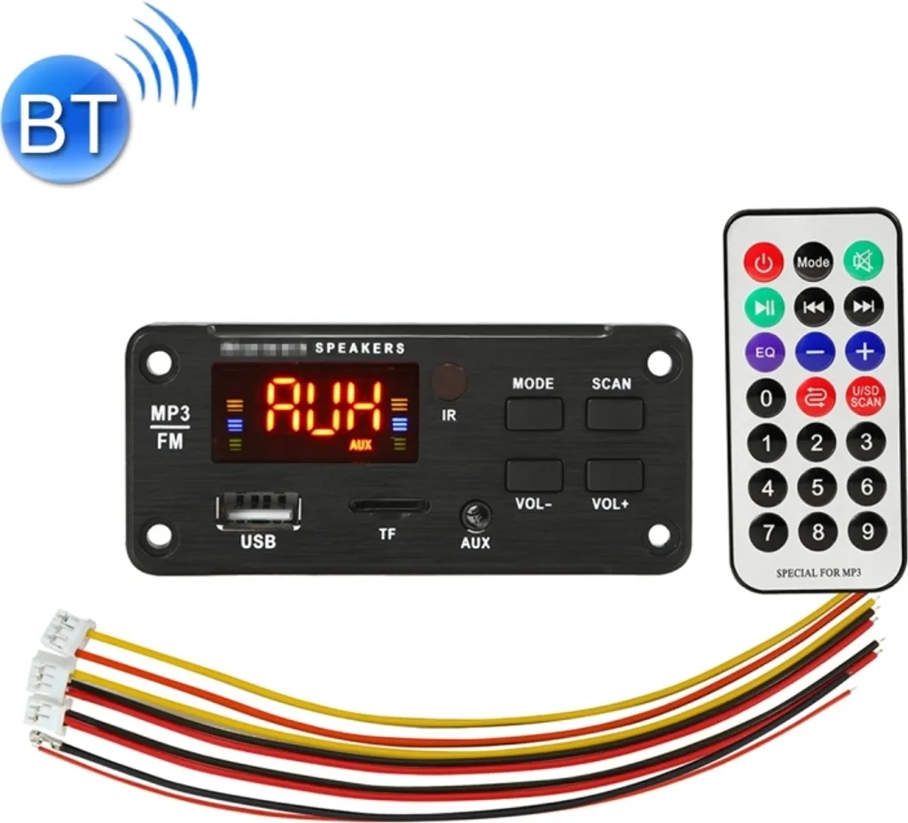 Lettore MP3 Auto 12V Bluetooth 5.0 Decoder FM USB TF AUX con Remoto