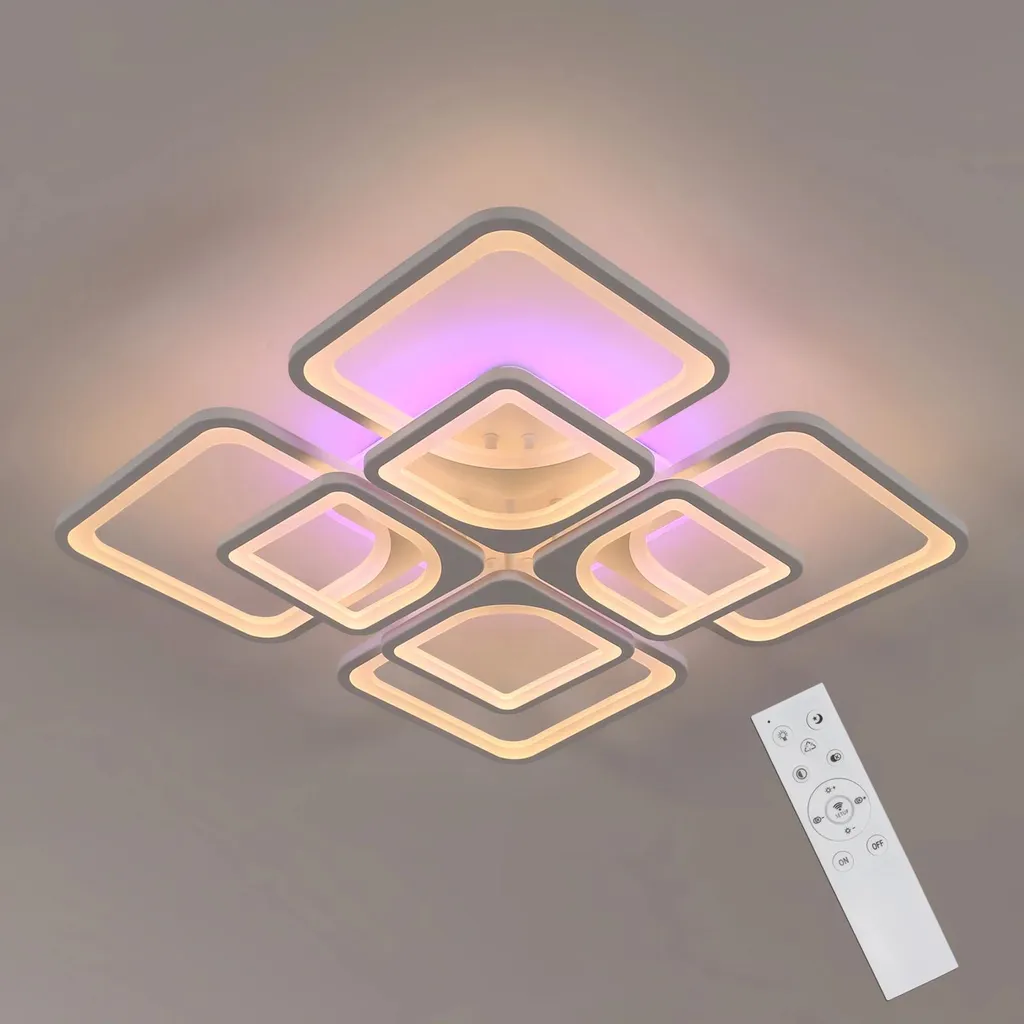 Plafonnier LED 133W Réglable 3000-6500K avec Télécommande Inclus Blanc