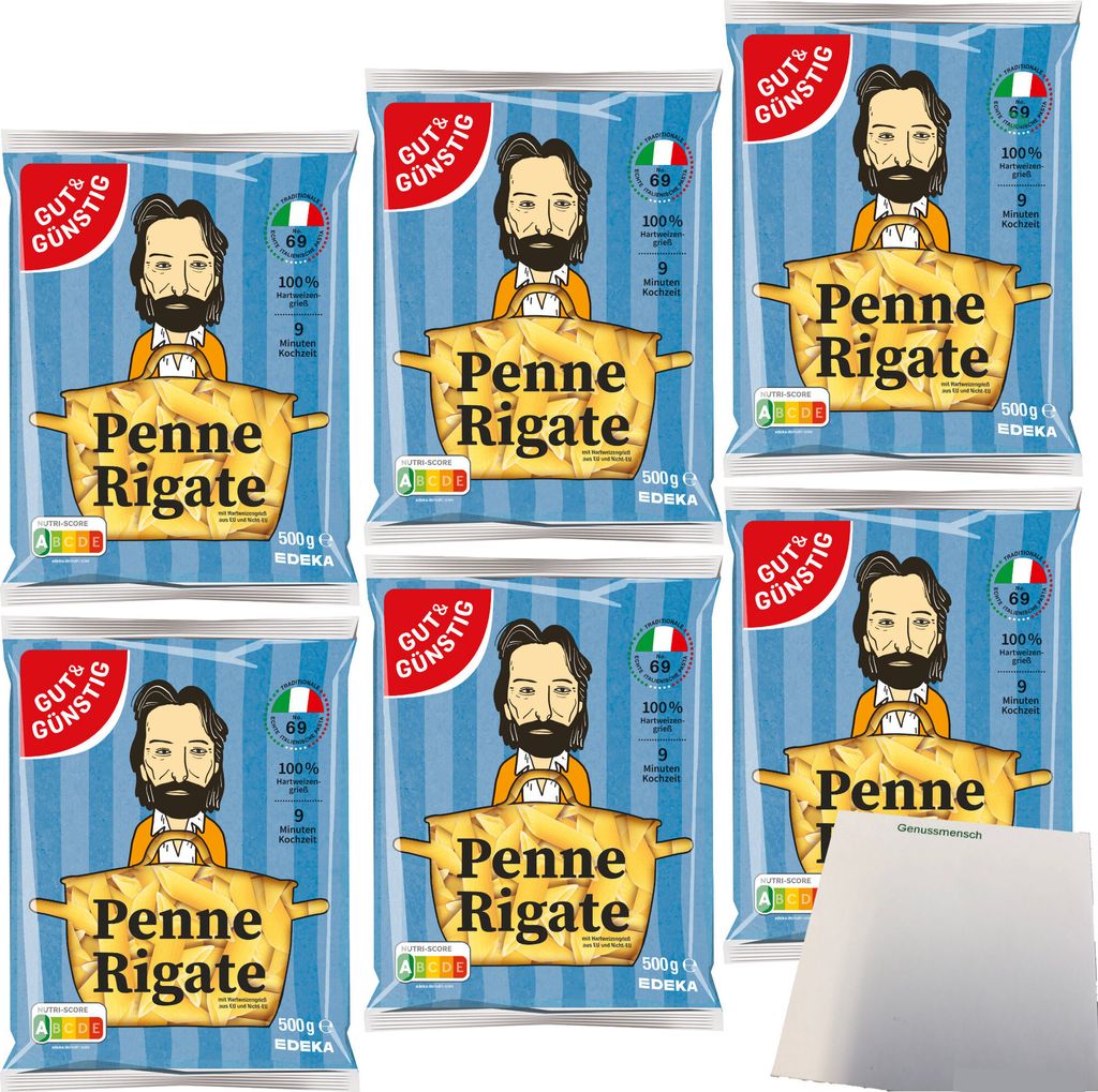 Gut & Günstig Nudeln Penne Rigate Pasta aus Italien 6er Produktbild 