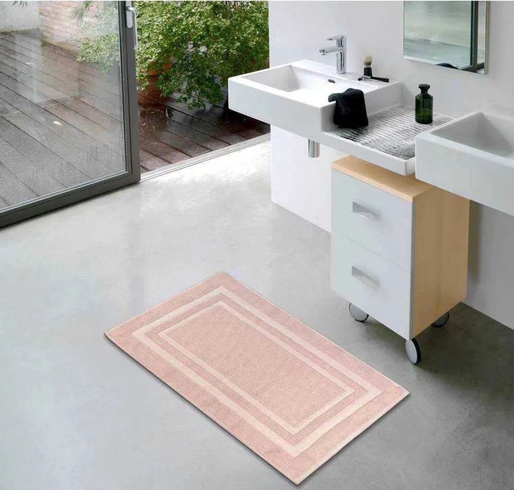tappeto da bagno etérea - Tappeto da bagno in 100% cotone Langen Pink, 60x100 cm