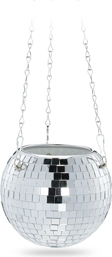 Pot de fleurs « Boule à disco » Relaxdays, pot suspendu, Image du produit 