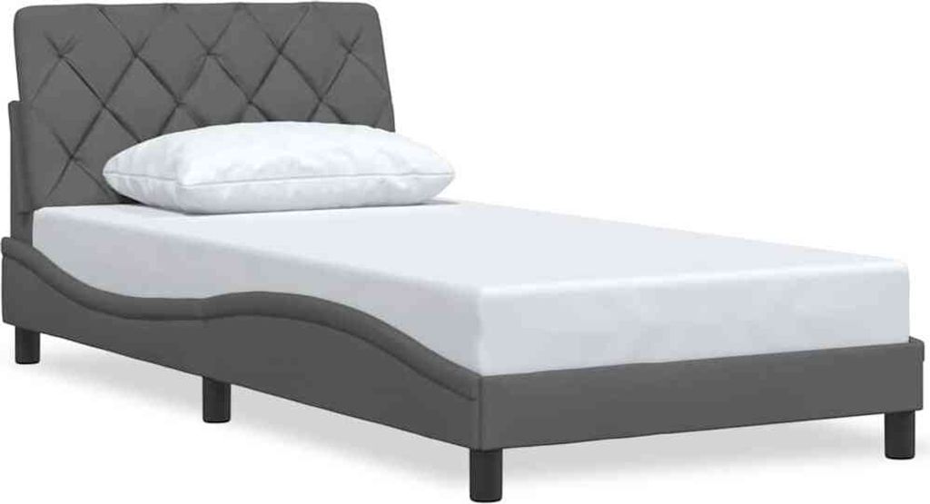 Bettgestell ohne Matratze Dunkelgrau 100x200 cm Stoff
