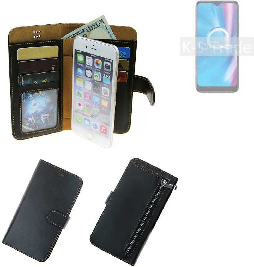 K-S-Trade Schutz Hülle kompatibel mit Alcatel 1S (2020) Klapphülle Case Phone cover Slim Handytasche Handy Hülle schwarz aus Kunstleder (1 Stk)