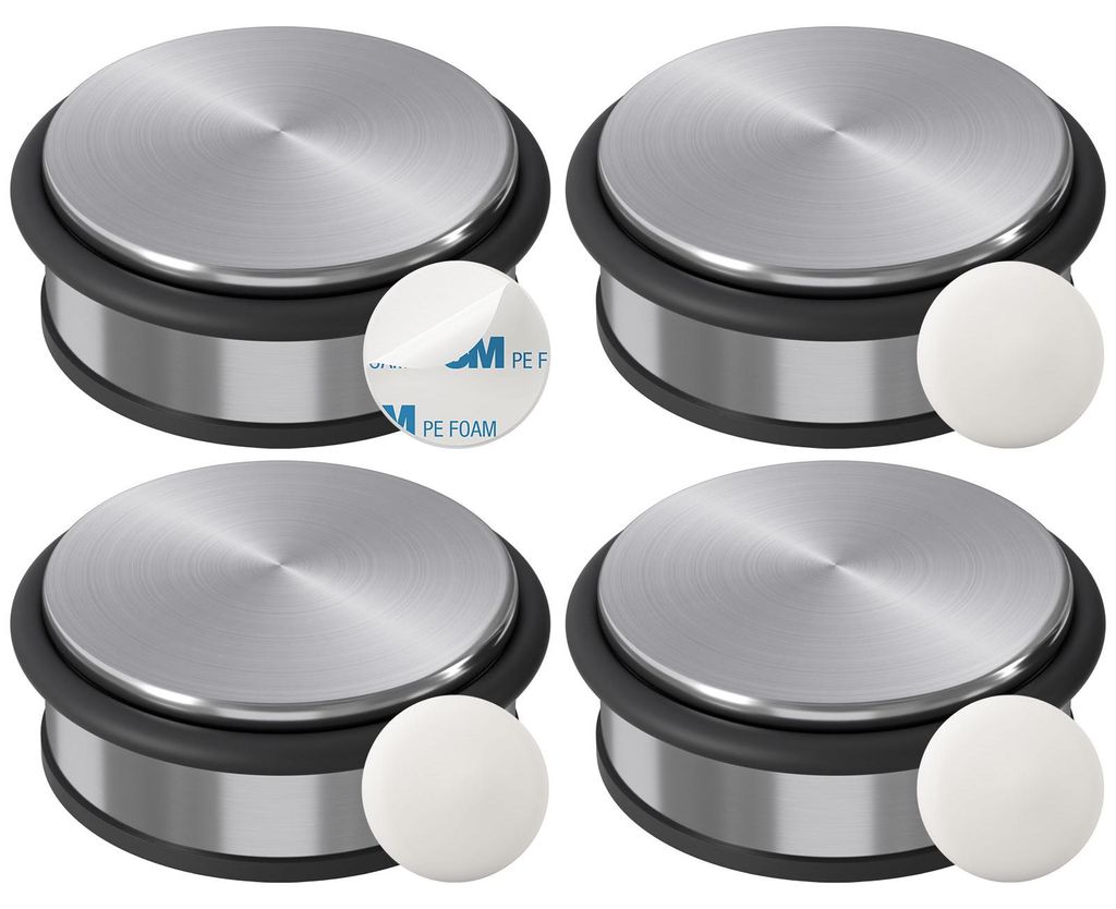 WELLGRO Türstopper Edelstahl Set 1,2 kg + Wandtürstopper für Boden & Wand – moderner Türfeststeller & door stopper, Schutz für Tür, Wand & ...