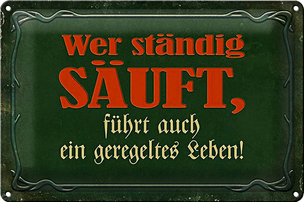Blechschild Spruch 30x20cm wer ständig säuft führt auch