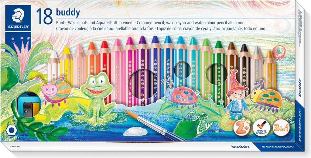 Crayons de cire BUDDY dans un cadre en bois 18kol Staedtler Image du produit 