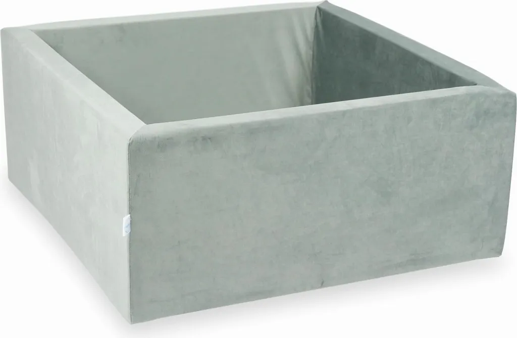 Bac à balles en velours gris 90x90x40 cm avec mousse confort souple