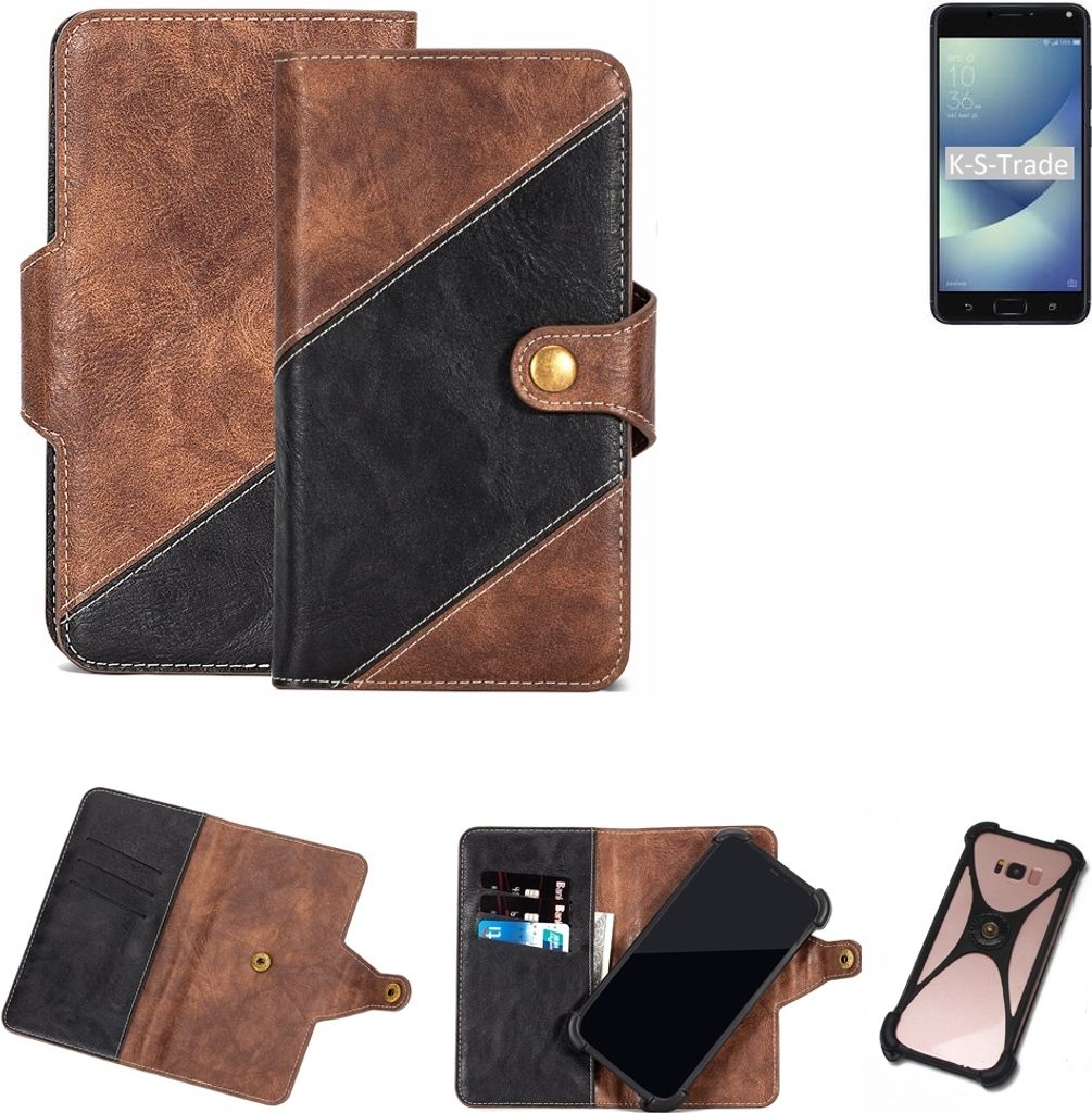 K-S-Trade Handy Hülle Schutz Hülle Schutzhülle Bookstyle Case kompatibel mit Asus ZenFone 4 Max Handy Cover Hülle Schutztasche 1x