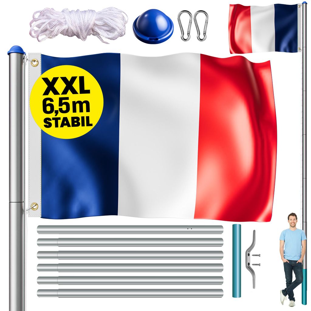 MONZANA® Fahnenmast 6,5m Seilzug Bodenhülse inkl. Produktbild 
