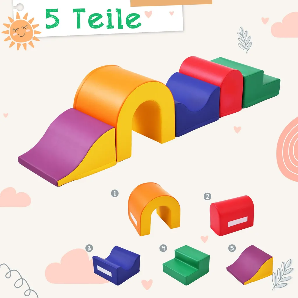 Modules d'escalade en mousse pour bébé - Parcours de motricité 5 pcs - 6