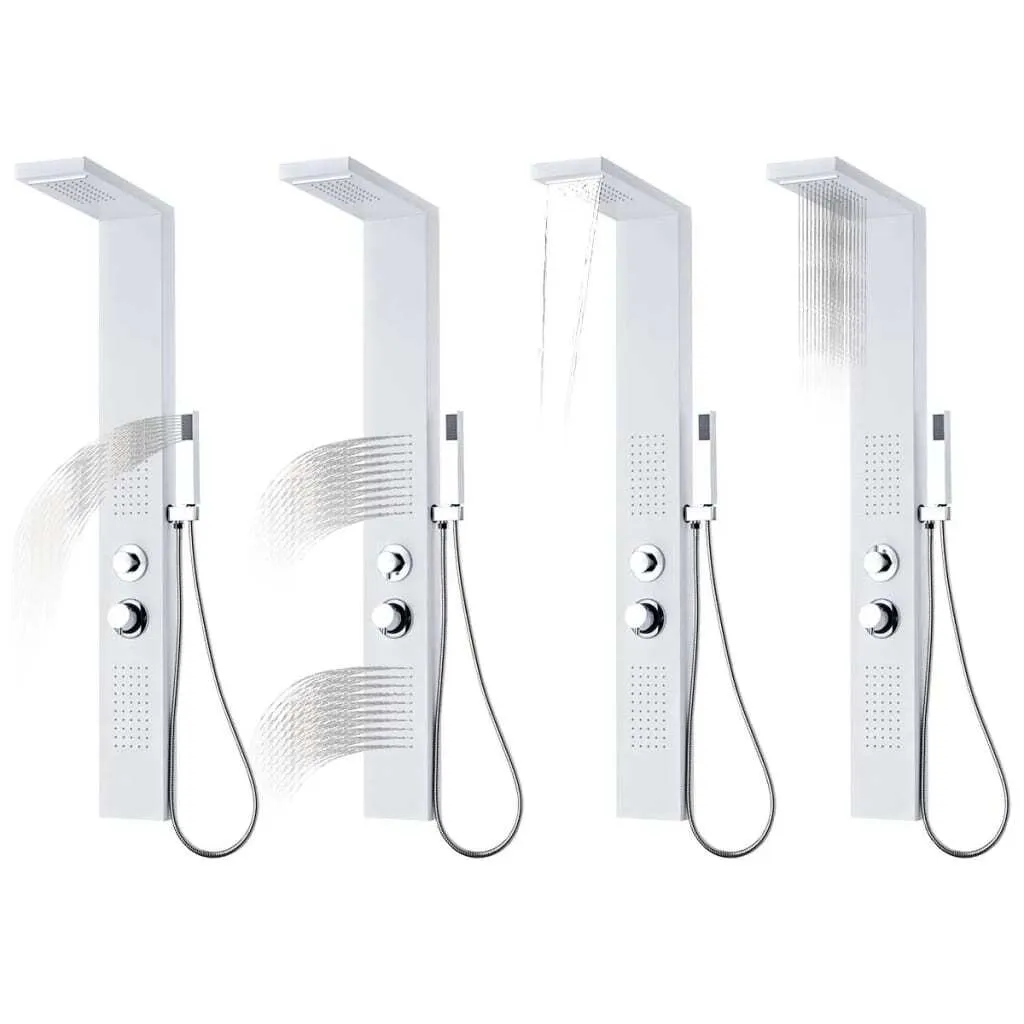 Colonne de Douche Panneau Hydromassage Blanc Mat en Aluminium de Qualité - 3