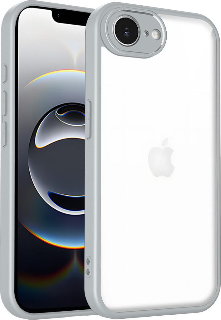 Hülle für iPhone 16e/iPhone 17e Transparente Rückseite TPU Bumper Stoßfest Handyhülle Grau