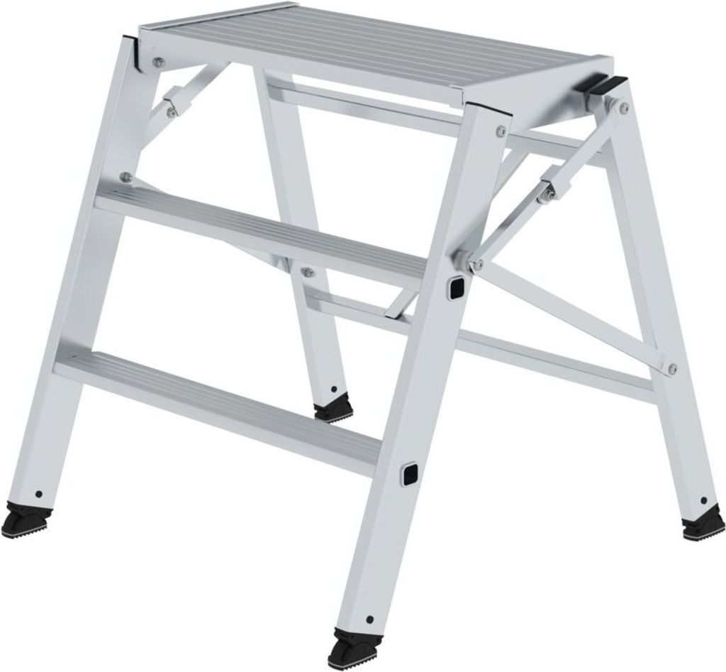 Klapppodest einseitig begehbar | 2 Stufen | nivello Leiterschuhe | Aluminium