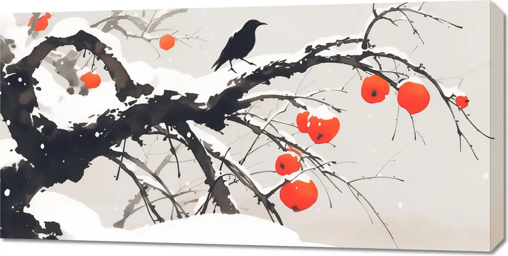 Quadro 100x50cm Acquerello Orientale: Arte Zen per Soggiorno Moderno