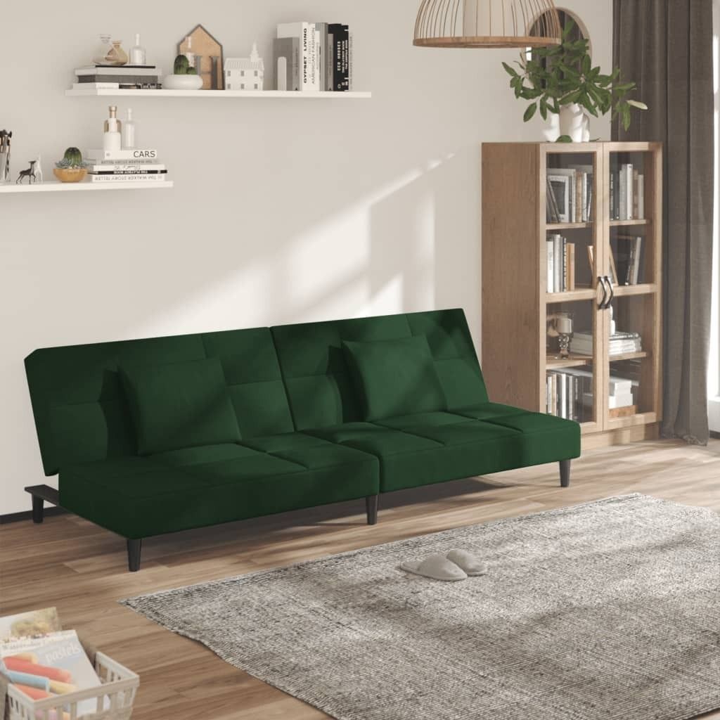 Schlafsofa 2-Sitzer mit 2 Kissen Dunkelgrün Samt 375809 Produktbild 