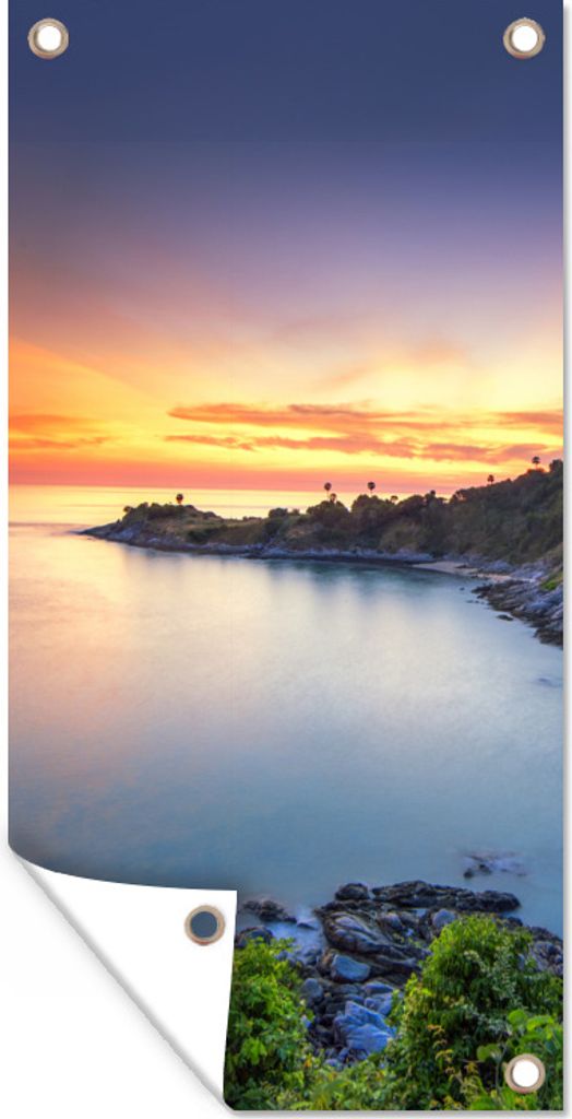 MuchoWow 80x160 cm Outdoor-Poster Gartendeko Sichtschutz Garten Poster für den Garten Tropisch - Wasser - Sonne