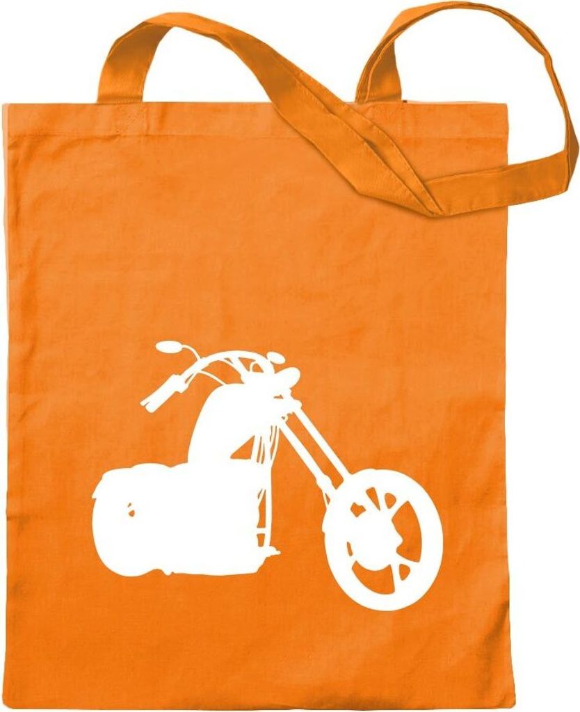 Kiwistar - Baumwolltasche - mandarin - Chopper - Motorrad - Bike - Tragetasche Stoffbeutel Umhängetasche Langer Henkel