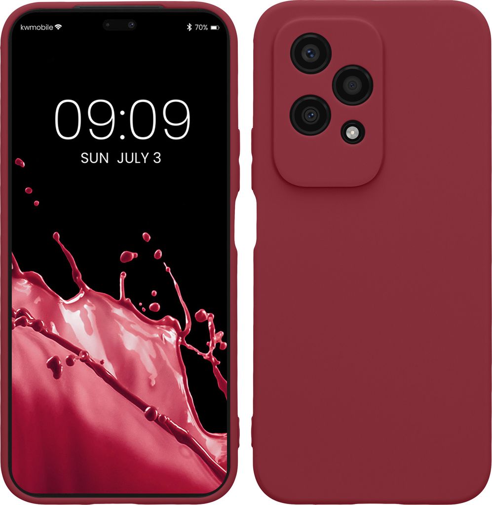 kwmobile Handyhülle kompatibel mit HONOR 200 Lite Hülle - Handy Case aus weichem Silikon in Bordeaux Violett