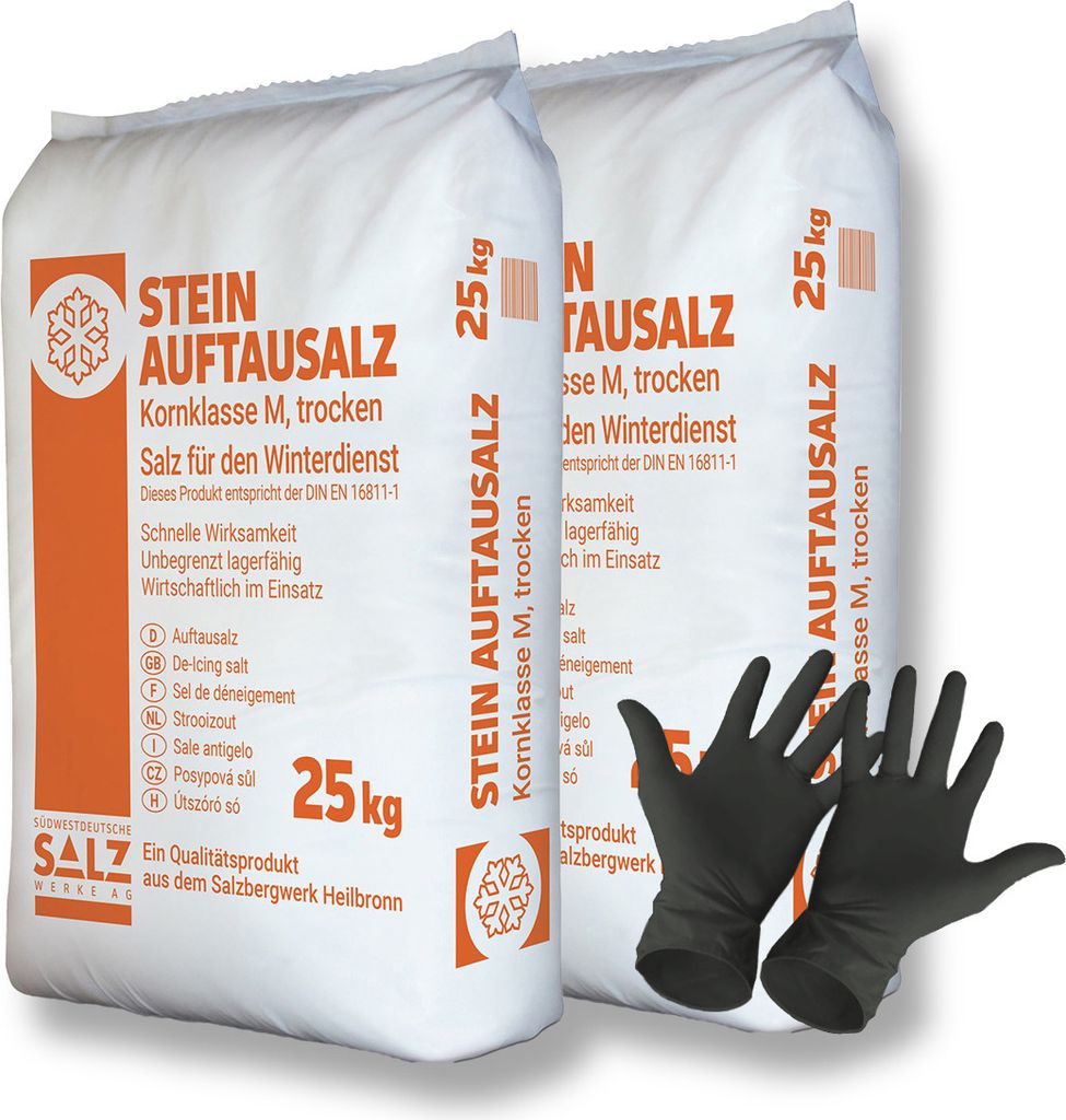 2x Steinauftausalz Kornklasse M | Sack (25 kg)