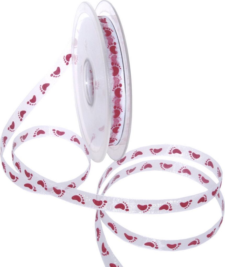Organzaband - Baby-Feet - bordeaux - 10mm - Rolle 20m - 97218 38-R