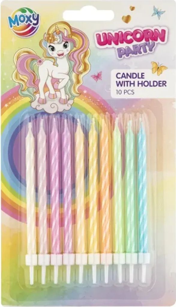 Einhorn-Kuchenkerzen - 8 cm, 10 Stück.