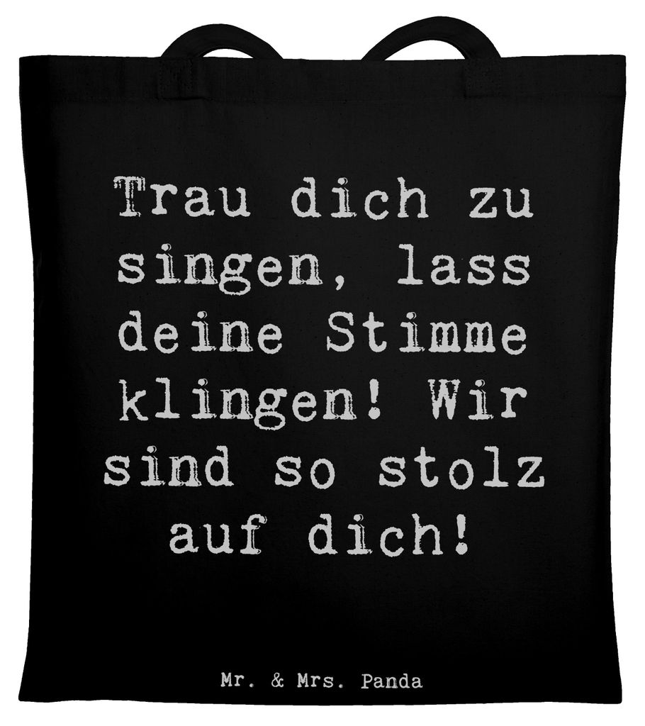 Mr. & Mrs. Panda Schultasche Spruch Vokale und musikalische Auftritte meistern - Schwarz - Geschenk, canvas tasche, Tote Bag, Zuversicht, Vertrauem...