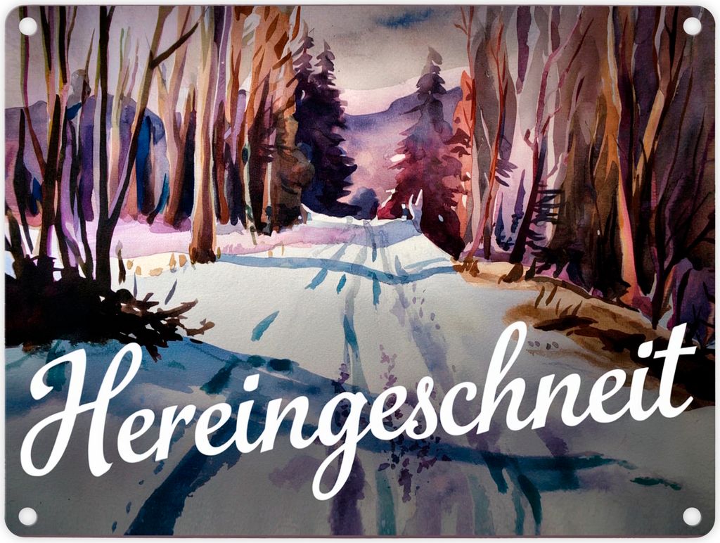 Schneepfad Hereingeschneit Metallschild in 15x20 cm Produktbild 