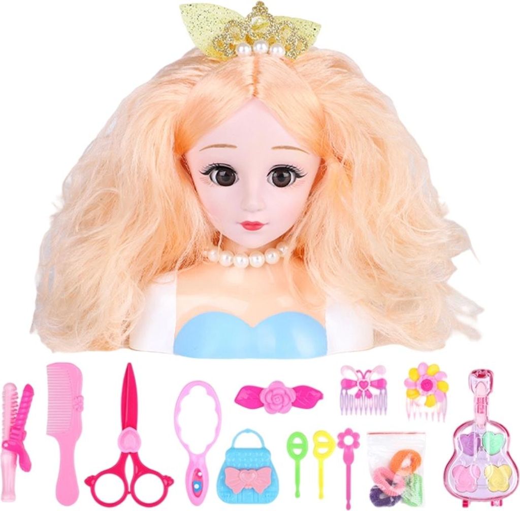 25 Stück Friseur-Make-up-Puppen, Haar-Styling-Modell, Puppenkopf, Spielset, Spielzeug, Zubehör für Mädchen und Kinder