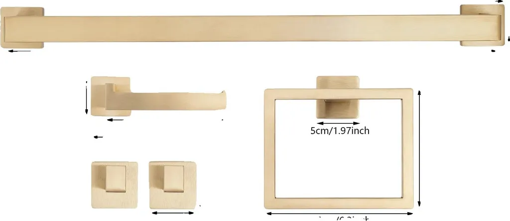 Set Bagno Oro Parete - Portasciugamani Design Moderno Gold Luxury