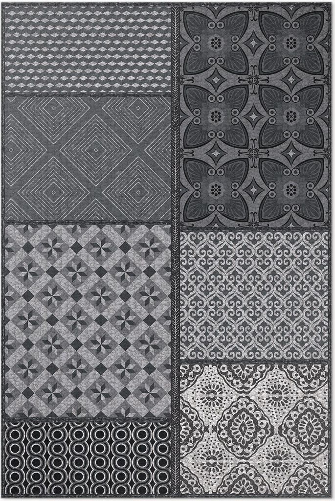 Mischung von Mustern Stoffimitat – Vinylteppich – 60x90 cm – Indoor Teppich – Flur – Pflegeleicht – Modern
