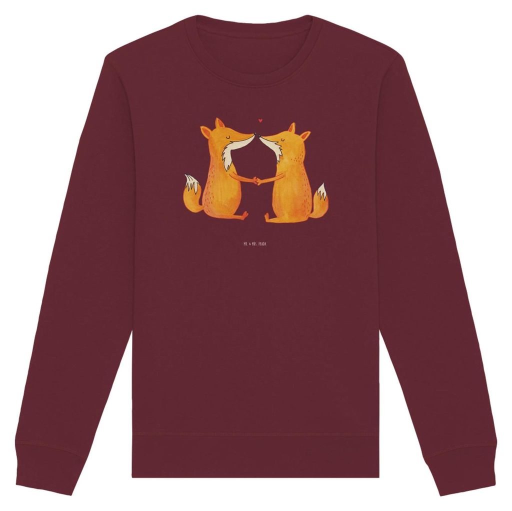 Mr. & Mrs. Panda Baumwoll Sweatshirt Füchse Liebe Größe M - Burgundy - Geschenk, Ehe, Pullover, Sweater, Bio-Pullover, Pulli, Ehefrau, Fuchs, Eh...