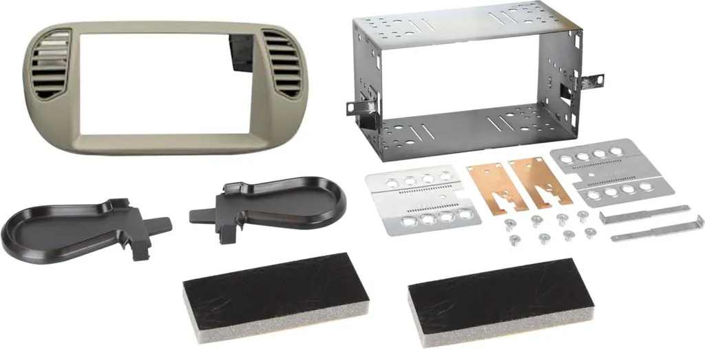 Mascherina 2-DIN Fiat 500 Grigio Perla 2007-2015 | Adattatore Hi-Fi