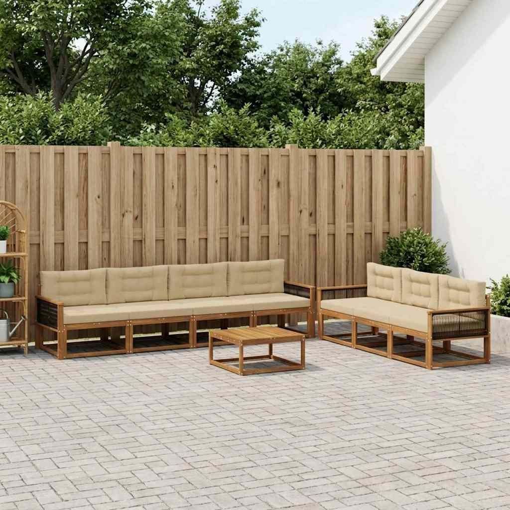 Möbel Outdoor-Sofagarnitur mit Kissen 8 pcs Natur und BeigeGartensofas - Gartensofas c795