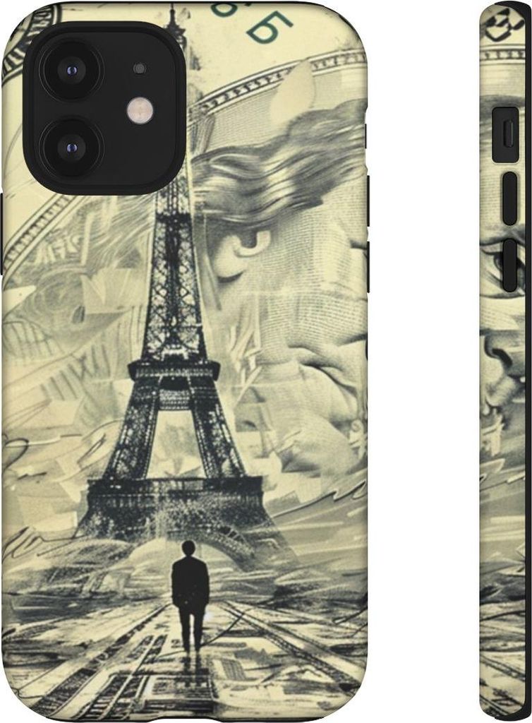Eiffelturm auf Dollar-Schein Illustration – Hülle Kompatibel mit iPhone 12