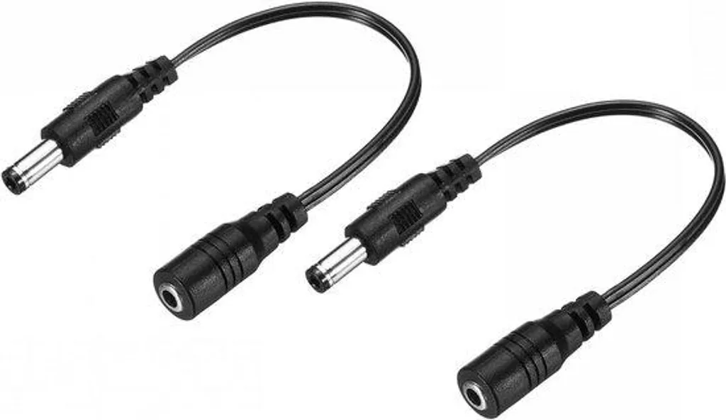 Rallonge DC robuste 3,5 x 1,35 vers 5,5 x 2,5 mm noire pour vidéo et LED