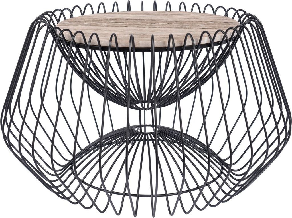 Qiyano Beistelltisch rund Metallkorb Gitter Eisen Metall Marmor handgefertigt edel chic modern pflegeleicht Ablage Dekoration Nachttisch Pflanzenst...